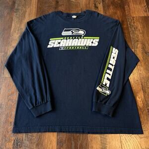 Y2K Seattle Seahawks Shirt Mens 2XL Long Sleeve Football NFL Team XXL